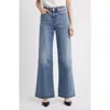 Frame Le Slim Palazzo Bardot Pocket Wide Leg Jeans In Blue