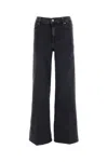 Frame Le Slim Palazzo Black Jeans With Logo Patch On The Rear And Wide Leg In Denim Woman In Black