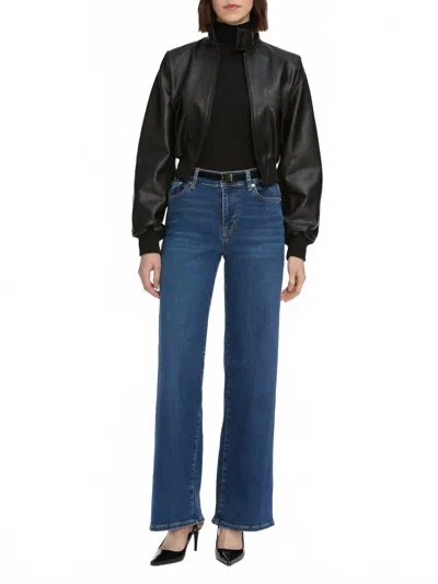 Frame Le Slim Palazzo Jeans In Blue In Gray