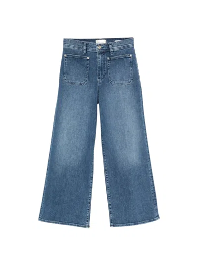 Frame Le Slim Palazzo Jeans In Cotton Denim For Women In Multi