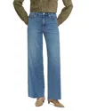 Frame Le High 'n' Tight Wide Leg Raw Cut Jeans In Blue