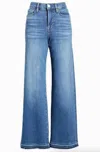 Frame Le Slim Palazzo High Rise Wide Leg Jeans In Drizzle In Blue