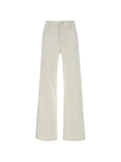 Frame High Rise Wide Frayed High-rise Wide-leg Jeans In White