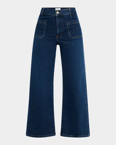 Frame Le Slim Palazzo Jeans With Bardot Pockets In Blue