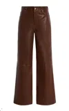Frame Le Slim Palazzo Leather Jeans In Brown
