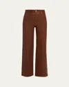 Frame Le Slim Palazzo Paneled Leather Flared Pants In Brown