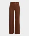 Frame Le Slim Palazzo Paneled Leather Flared Pants In Brown