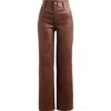 Frame Le Slim Palazzo Leather Pants In Brown