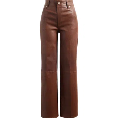 Frame Le Slim Palazzo Leather Pants In Brown