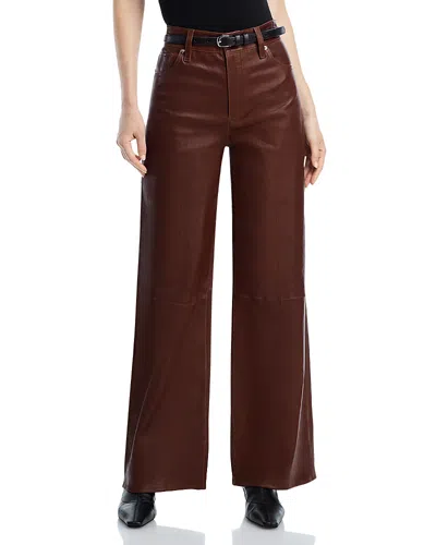 Frame Le Slim Palazzo Leather Pants In Brown