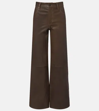 Frame Le Slim Palazzo Leather Wide-leg Pants In Black
