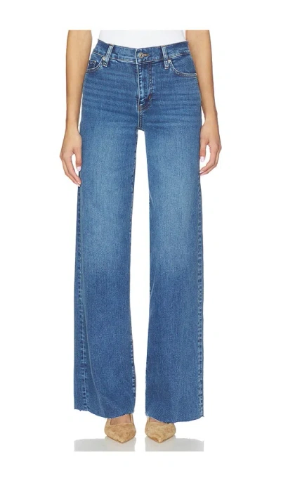 Frame Le Slim Palazzo Long Jeans In Blue
