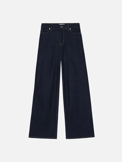 Frame Le Slim Palazzo Long Jeans In Blue