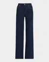 Frame Le Slim Palazzo Long Jeans In Blue