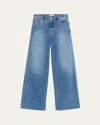 Frame Le Slim Palazzo Long Jeans In Blue