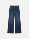 Frame Blue Wide Jeans With Drawstring In Blue
