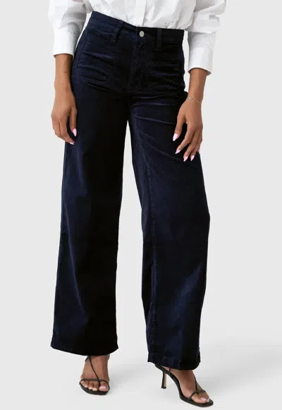 Frame Le Slim Palazzo Modernist Jeans In Navy Velvet In Multi