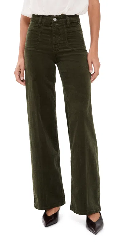 Frame Le Slim Palazzo Modernist Pants Rich Military In Green