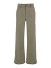 Frame Le Slim Palazzo Green Jeans With Belt Loops And Wide Leg In Denim Woman In Green