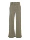 Frame Le Slim Palazzo Green Jeans With Belt Loops And Wide Leg In Denim Woman In Green