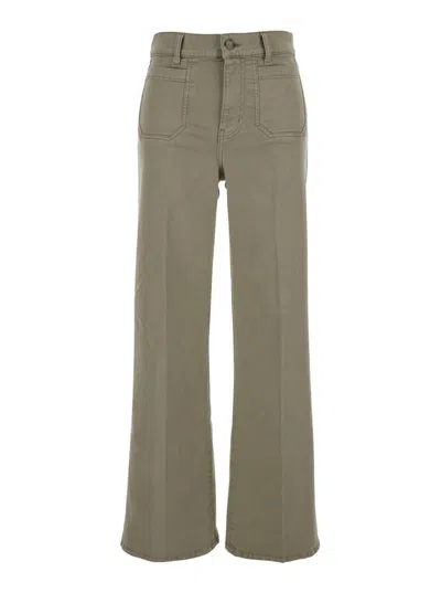 FRAME 'LE SLIM PALAZZO' GREEN JEANS WITH BELT LOOPS AND WIDE LEG IN DENIM WOMAN