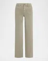 Frame Le Slim Palazzo Green Jeans With Belt Loops And Wide Leg In Denim Woman In Green