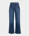 Frame Le Easy Flare High-rise Flared Jeans In Dark Denim