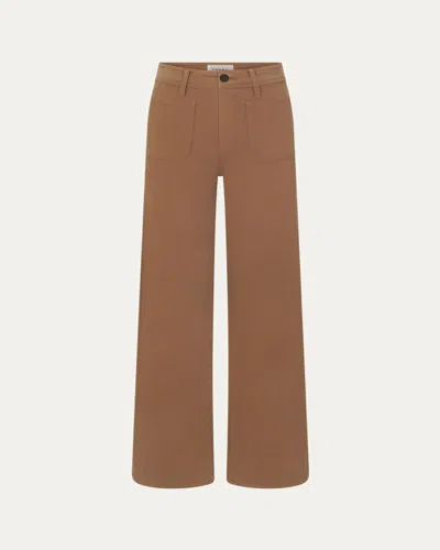 Frame The Leather Slim Palazzo Modernist Pocket Jeans In Camel In Brown