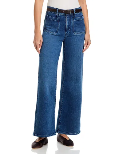 Frame Womens Palazzo Patch-pockets Wide-leg High-rise Stretch-organic-denim Blend Jeans Cursive