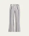 Frame Le Slim Palazzo Patch Pocket High Waist Wide Leg Jeans In Navy Stripe