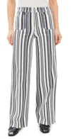 Frame Le Slim Palazzo Patch Pocket High Waist Wide Leg Jeans In Navy Stripe