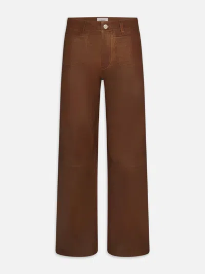 Frame Le Slim Palazzo Modernist Pocket Leather In Brown