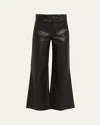 Frame Le Slim Palazzo Modernist Pocket Leather Jeans In Black
