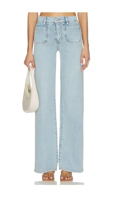 Frame Le Slim Palazzo Modernist Pocket Long Jeans In Blue