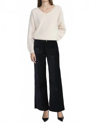 Frame Le Slim Palazzo Modernist Pocket Pant In Navy Velvet In Black