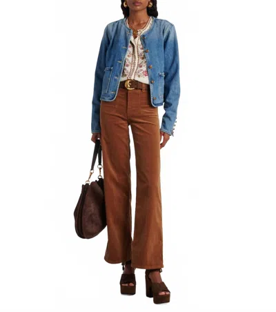 Frame Le Slim Palazzo Modernist Pocket Wide Leg Pants In Maple Brown