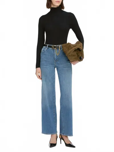 Frame Le Slim Palazzo Pant In Drizzle In Blue