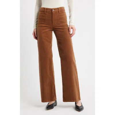 Frame Le Slim Palazzo Patch Pocket High Waist Wide Leg Corduroy Jeans In Brown