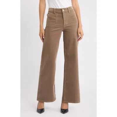 Frame Le Slim Palazzo Patch Pocket High Waist Wide Leg Corduroy Jeans In Brown