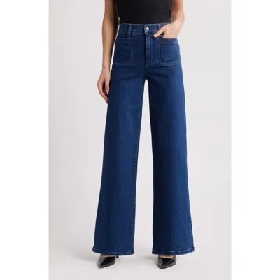 Frame Womens Palazzo Patch-pockets Wide-leg High-rise Stretch-organic-denim Blend Jeans Cursive