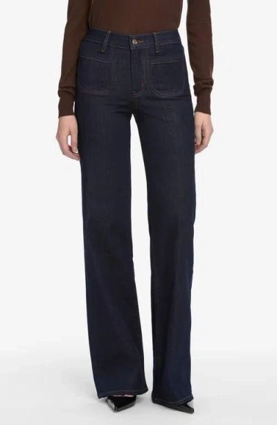Frame Le Slim Palazzo Patch Pocket High Waist Wide Leg Jeans In Blue