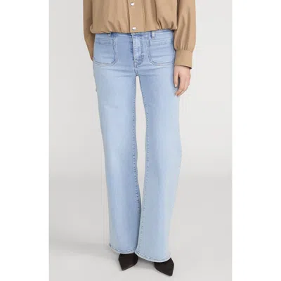 Frame Le Slim Palazzo Patch Pocket High Waist Wide Leg Jeans In Blue