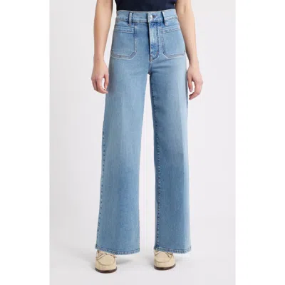 Frame Le Slim Palazzo Patch Pocket High Waist Wide Leg Jeans In Blue