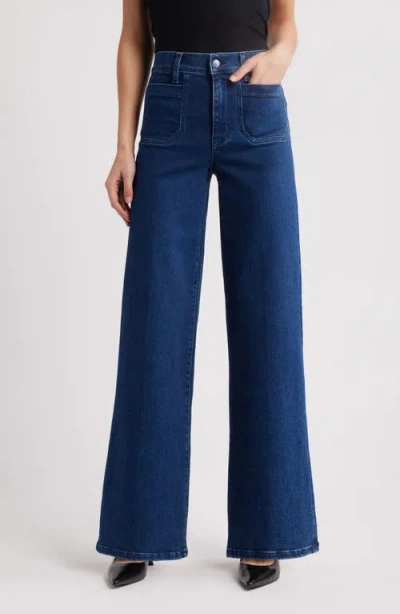 Frame Le Slim Palazzo Patch Pocket High Waist Wide Leg Jeans In Blue