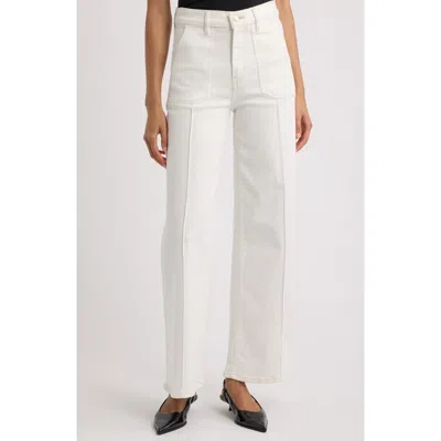 Frame Le Slim Palazzo Pintuck High Waist Wide Leg Jeans In White