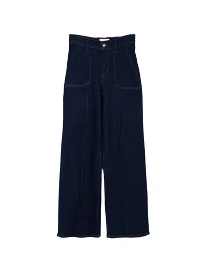 Frame Le Slim Palazzo Pintuck-pocket Jeans In Blue
