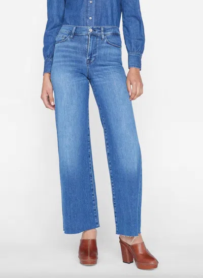 Frame Le Slim Palazzo Raw After Jeans In Crossing In Blue