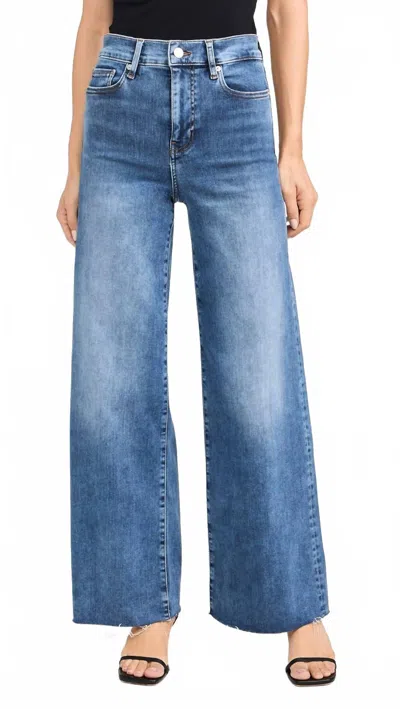 Frame Le Slim Palazzo Raw Fray Jeans In Mermaid In Multi