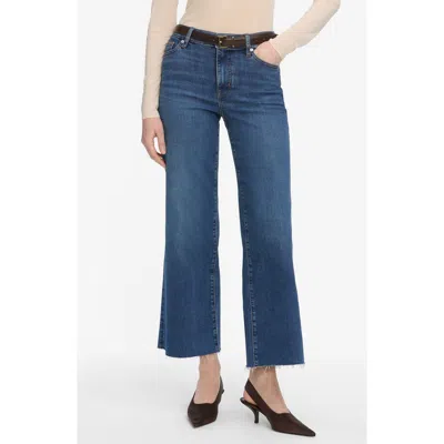 Frame Le Slim Palazzo Raw Hem High Waist Crop Wide Leg Jeans In Blue