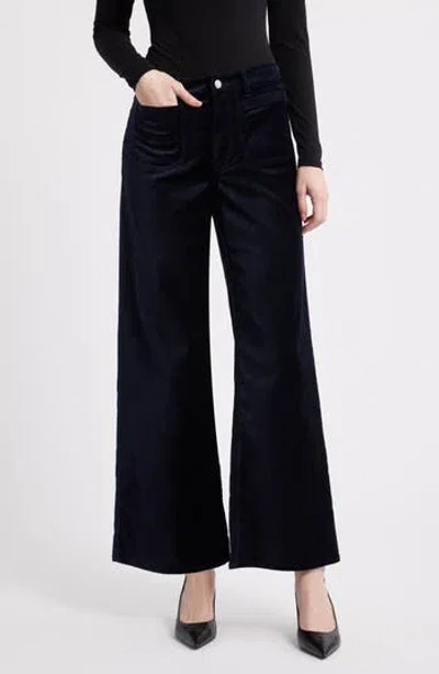 Frame Le Slim Palazzo Velveteen Pants In Black